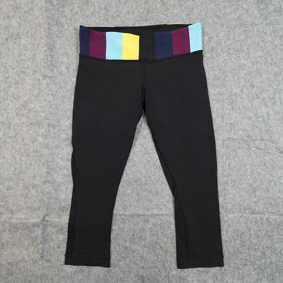 lululemon athletica Pants - Lululemon Leggings Womens 8/10? Journey Crop Black Rainbow Waistband 21" Yoga